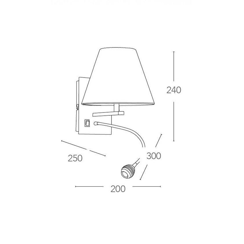 Applique da lettura LED flessibile + 1XE14 non incl. in alluminio con paralume in tessuto bianco 3W 60lm 4000°k HELLY Applique da lettura LED flessibile + 1XE14 non incl. in alluminio con paralume in tessuto bianco 3W 60lm 4000°k HELLY